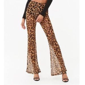 Forever 21 Leopard print mesh palazzo pants Medium